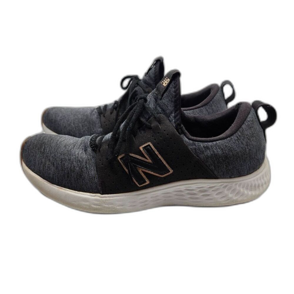 New Balance Women's 8.5 Gray Black Lace Up Athletic Running Shoes Sneakers